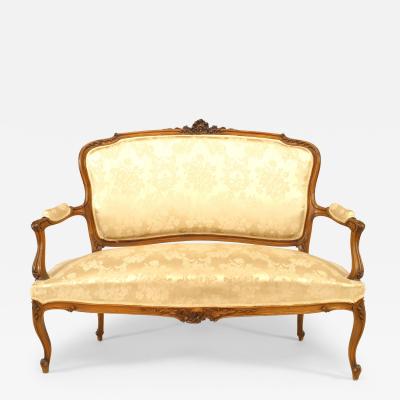 French Louis XV Cream Brocade Loveseat