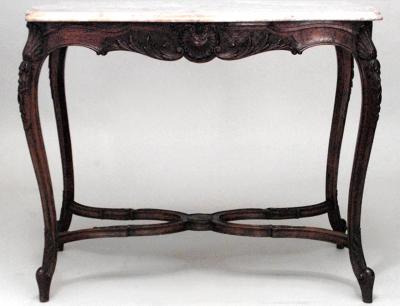 French Louis XV End Table with Marble Top