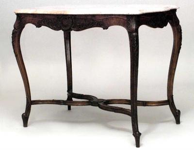French Louis XV End Table with Marble Top