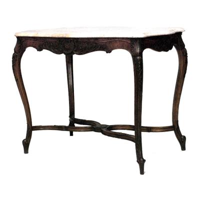French Louis XV End Table with Marble Top