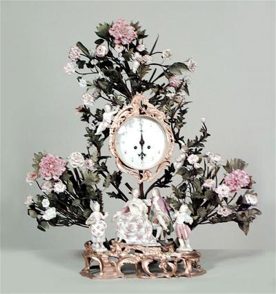 French Louis XV Floral Mantel Clock