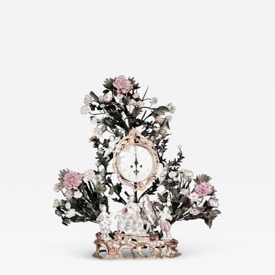 French Louis XV Floral Mantel Clock