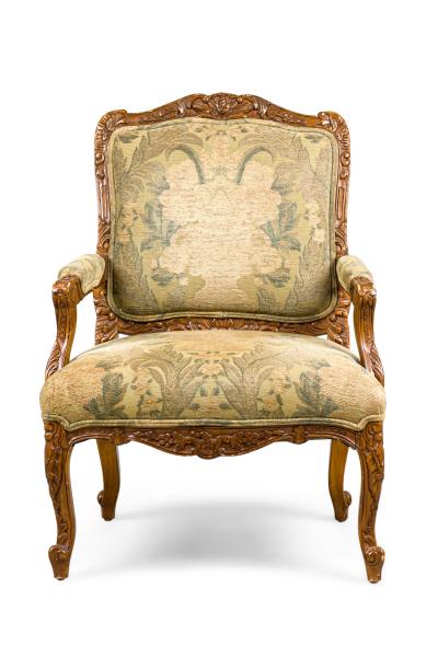 French Louis XV Floral Upholstered Armchair
