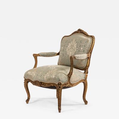 French Louis XV Gilt Arm Chair
