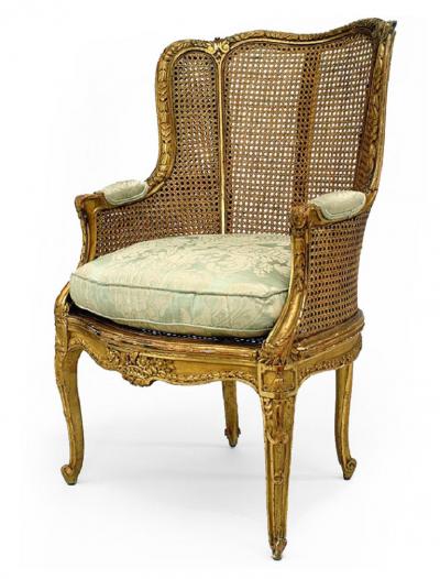 French Louis XV Gilt Berga Arm Chair