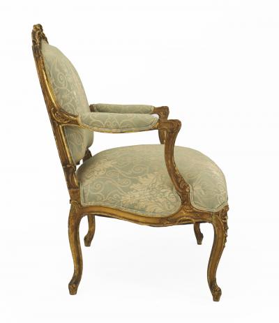 French Louis XV Green Damask 4 Piece Living Room Set