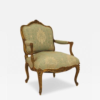 French Louis XV Green Damask 4 Piece Living Room Set