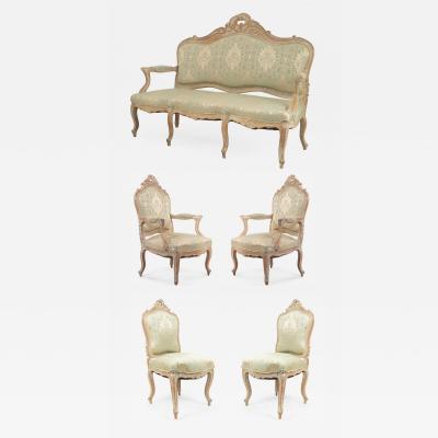 French louis xv gold damask living room set