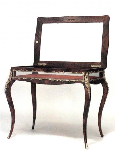 French Louis XV Mahogany Vitrine Table