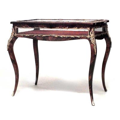French Louis XV Mahogany Vitrine Table