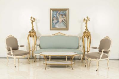 French Louis XV Painted 5 Piece Living Room Set