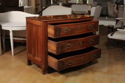 French Louis XV Period 1730s Walnut Three Drawer Commode from Lyon with Foliage