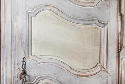 French Louis XV Period 1750s Blue Gray Painted and Carved Wooden Double Doors