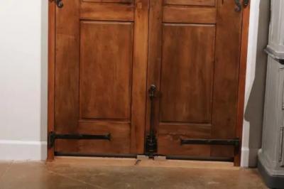 French Louis XV Period 1750s Walnut Communication Doors with Iron Hardware