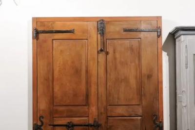 French Louis XV Period 1750s Walnut Communication Doors with Iron Hardware