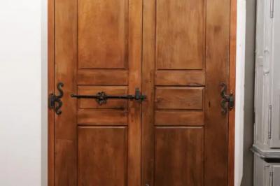 French Louis XV Period 1750s Walnut Communication Doors with Iron Hardware
