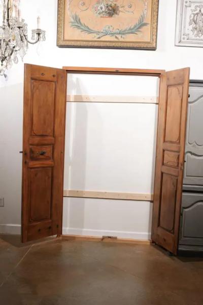 French Louis XV Period 1750s Walnut Communication Doors with Iron Hardware