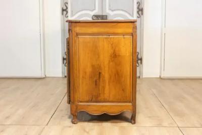 French Louis XV Period 1770s Walnut Buffet with Drawers Carved Doors and Skirt