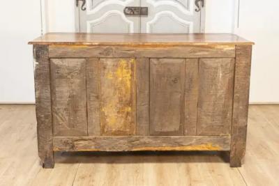 French Louis XV Period 1770s Walnut Buffet with Drawers Carved Doors and Skirt