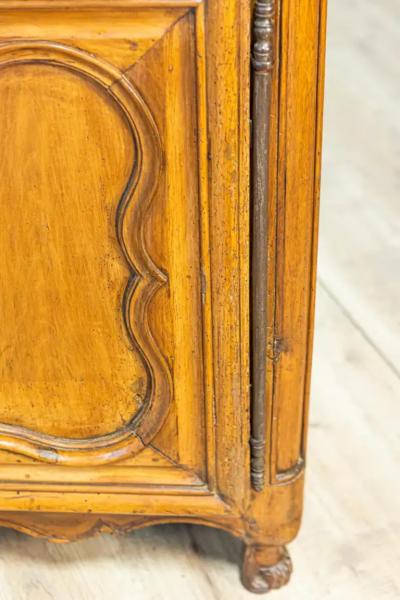 French Louis XV Period 1770s Walnut Buffet with Drawers Carved Doors and Skirt