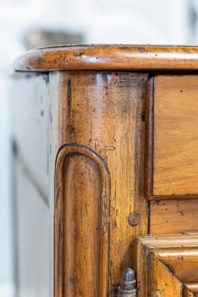 French Louis XV Period 1770s Walnut Buffet with Drawers Carved Doors and Skirt