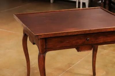 French Louis XV Period 18th Century Game Table with Brown Leather Top