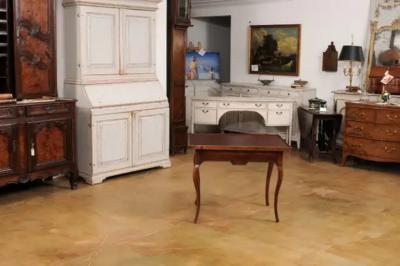 French Louis XV Period 18th Century Game Table with Brown Leather Top