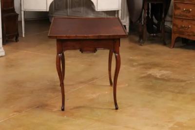 French Louis XV Period 18th Century Game Table with Brown Leather Top