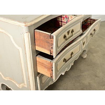 French Louis XV Period 18th Century Hand Carved Painted Commode