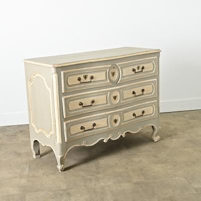 French Louis XV Period 18th Century Hand Carved Painted Commode