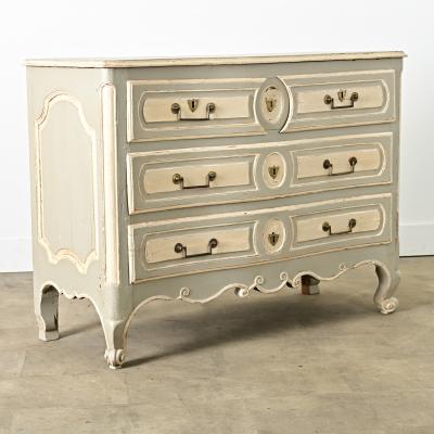 French Louis XV Period 18th Century Hand Carved Painted Commode