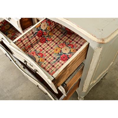 French Louis XV Period 18th Century Hand Carved Painted Commode