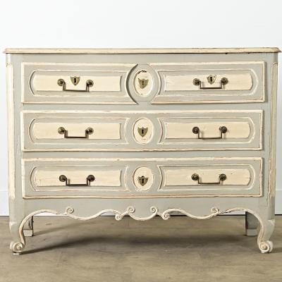 French Louis XV Period 18th Century Hand Carved Painted Commode
