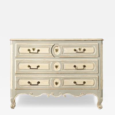 French Louis XV Period 18th Century Hand Carved Painted Commode