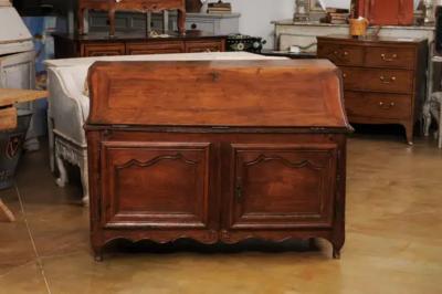 French Louis XV Period 18th Century Walnut Slant Front Secretary and Buffet