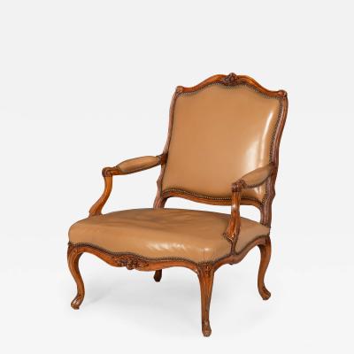 French Louis XV Period Carved Arm Chair Fauteuil circa late 18th century