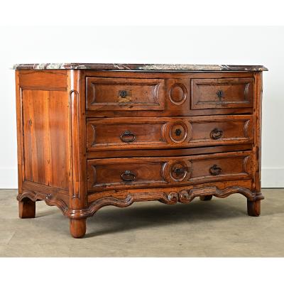 French Louis XV Period Commode with Original Hand Cut Marble Top