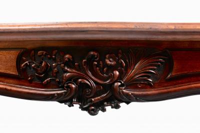 French Louis XV Rococo Walnut Mantel with Hand Carved Floral Reliefs C 1750