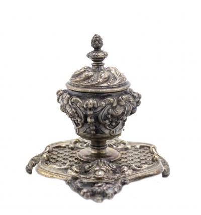 French Louis XV Silver and Bronze Inkwell