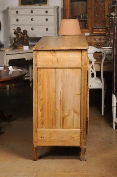 French Louis XV Style 1880s Wooden Buffet with Carved Apron and Molded Doors
