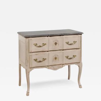 French Louis XV Style 1910s Grey Painted Commode with Bronze Rococo Hardware