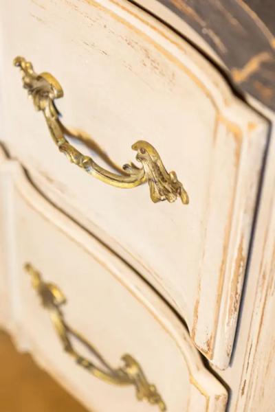 French Louis XV Style 1910s Grey Painted Commode with Bronze Rococo Hardware
