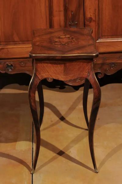 French Louis XV Style 19th Century Marquetry Dressing Table with Floral Motifs