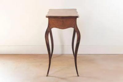 French Louis XV Style 19th Century Marquetry Dressing Table with Floral Motifs