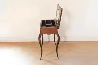 French Louis XV Style 19th Century Marquetry Dressing Table with Floral Motifs