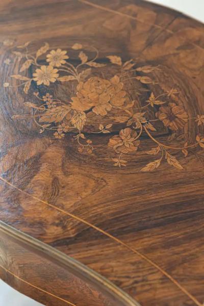 French Louis XV Style 19th Century Marquetry Dressing Table with Floral Motifs