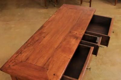 French Louis XV Style 19th Century Walnut Console Table with Three Drawers