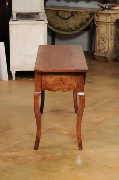French Louis XV Style 19th Century Walnut Console Table with Three Drawers