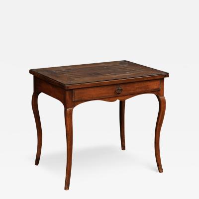 French Louis XV Style 19th Century Walnut Tric Trac Table with Mahogany Inlay