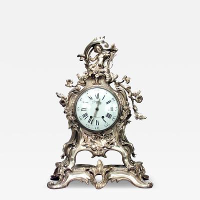 French Louis XV Style Bronze Cupid Clock